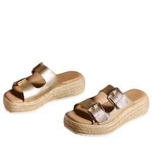 Anthropologie Metallic Gold Espadrille Sandals